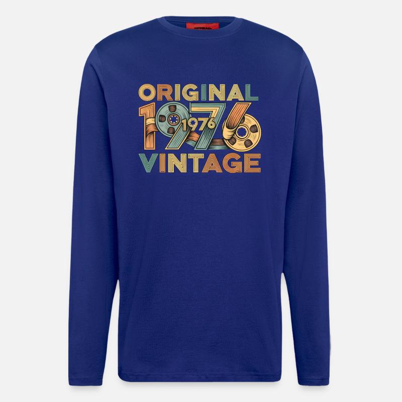 Rétro original de 1976 - Manches longues bio décontracté fabriqué en UE - Iconic Blue