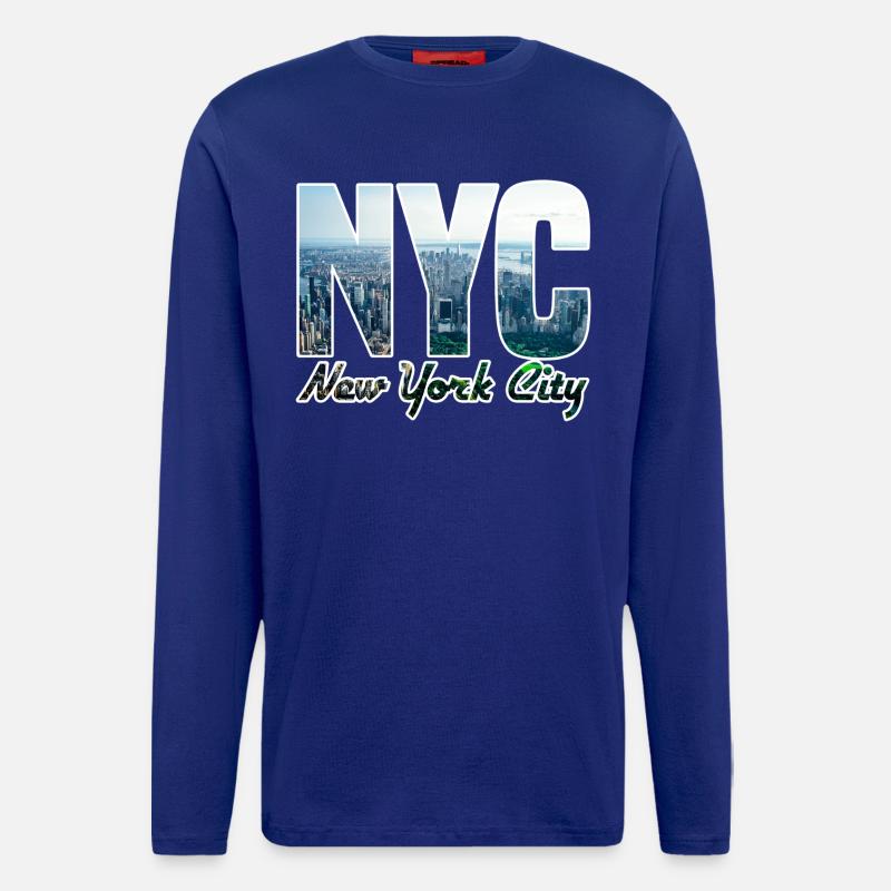 NYC Skyline Blockbuchstaben - Langarmshirt - made by SPREAD  - Iconic Blue