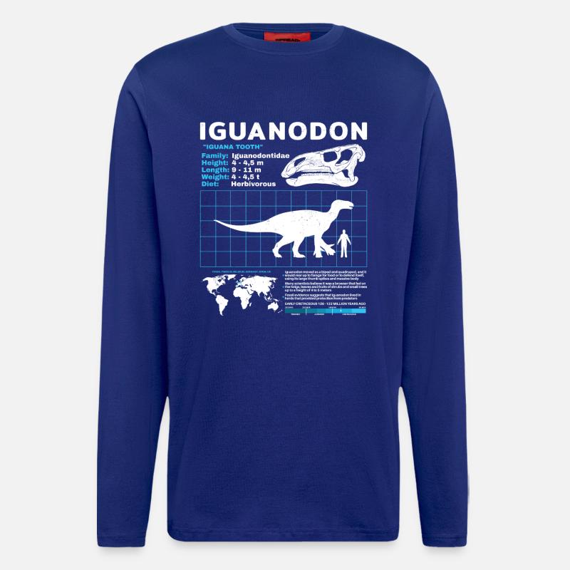 Iguanodon Fact Sheet - Langarmshirt - made by SPREAD  - Iconic Blue