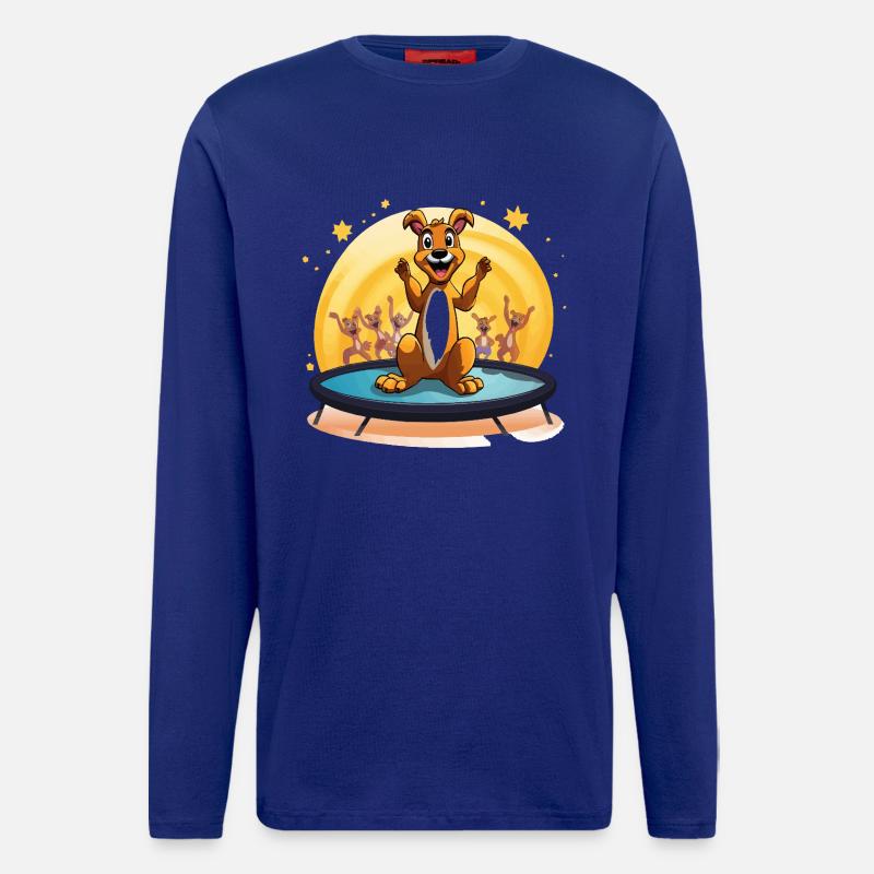 Fröhlicher Hund auf Trampolin - Langarmshirt - made by SPREAD  - Iconic Blue