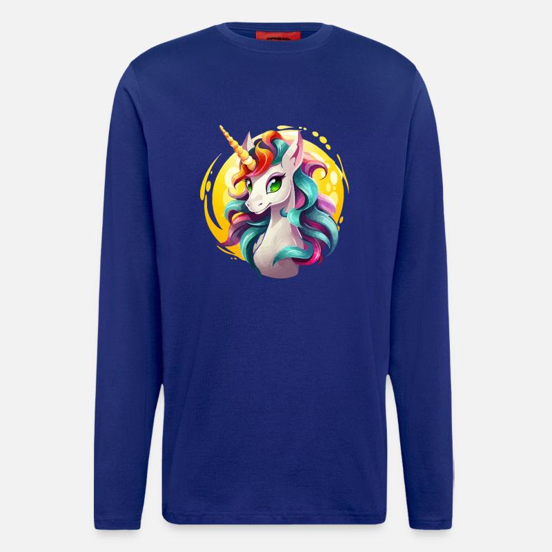Regenbogenunicorn in Sonnencircle - Langarmshirt - made by SPREAD  - Iconic Blue