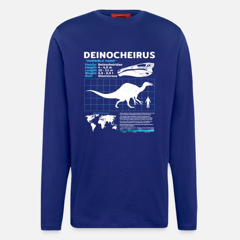 Fiche d’information de Deinocheirus - Manches longues bio décontracté fabriqué en UE - Iconic Blue