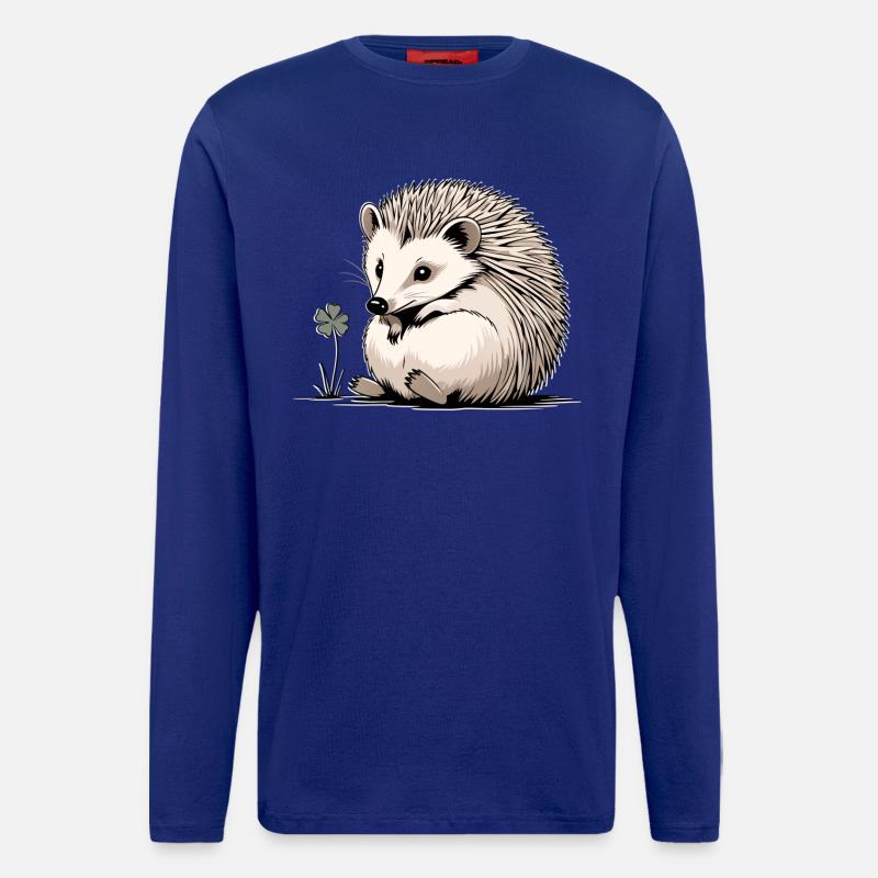 Igel mit Kleeblatt Naturfreund - Langarmshirt - made by SPREAD  - Iconic Blue