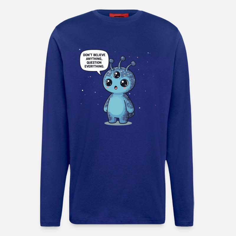 Cute Alien: Statement - Question everything - Longsleeve - made by SPREAD  - Iconic Blue