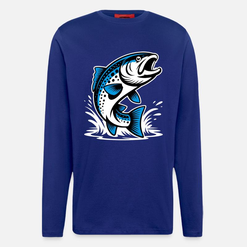 Springende Forelle - Langarmshirt - made by SPREAD  - Iconic Blue