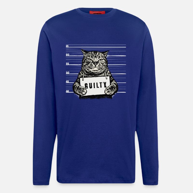 Grim Cat – Mugshot Guilty Design - Longsleeve - made by SPREAD  - Iconic Blue