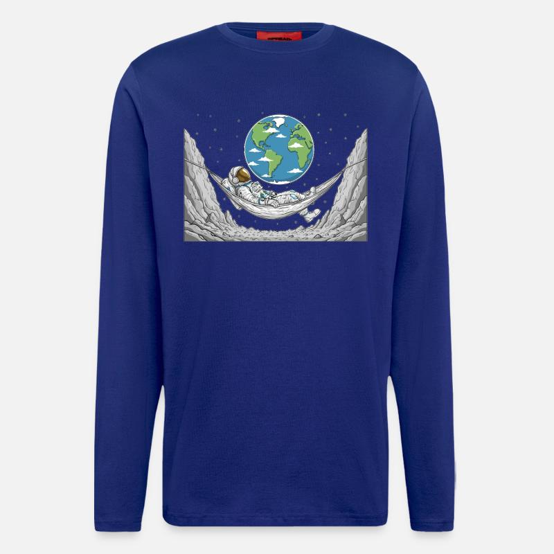 Astronaut Space Hammock Moon Earth Rest - Langarmshirt - made by SPREAD  - Iconic Blue