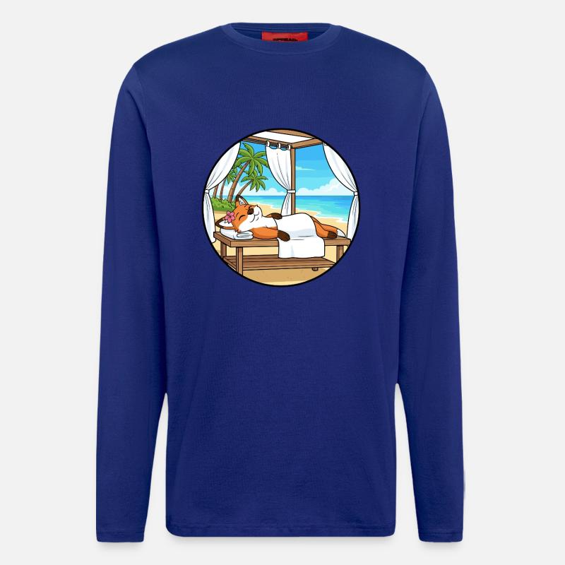 Beach Spa Fox Animal Relaxing Art - Longsleeve - made by SPREAD  - Iconic Blue