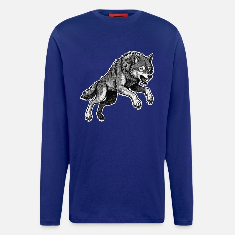 Wild Wolf Race Maskottchen Alpha Wolf - Langarmshirt - made by SPREAD  - Iconic Blue