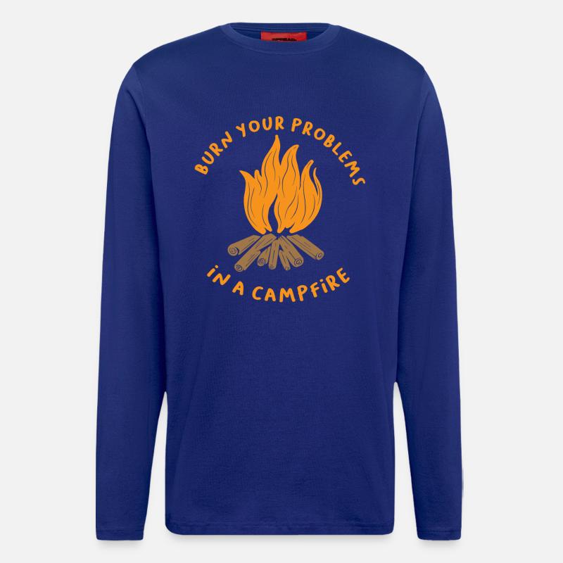 Burn Your Problems Campfire Shirt - Longsleeve - made by SPREAD  - Iconic Blue