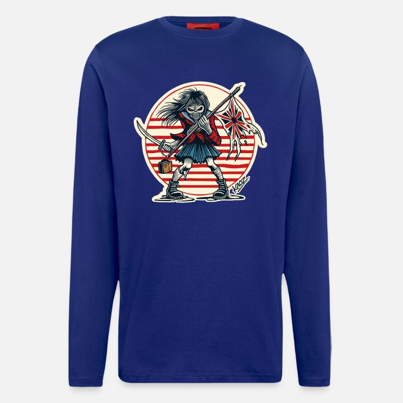 Abtrünnige Samurai-Jungfrau mit zerfetzter Flagge - Langarmshirt - made by SPREAD  - Iconic Blue