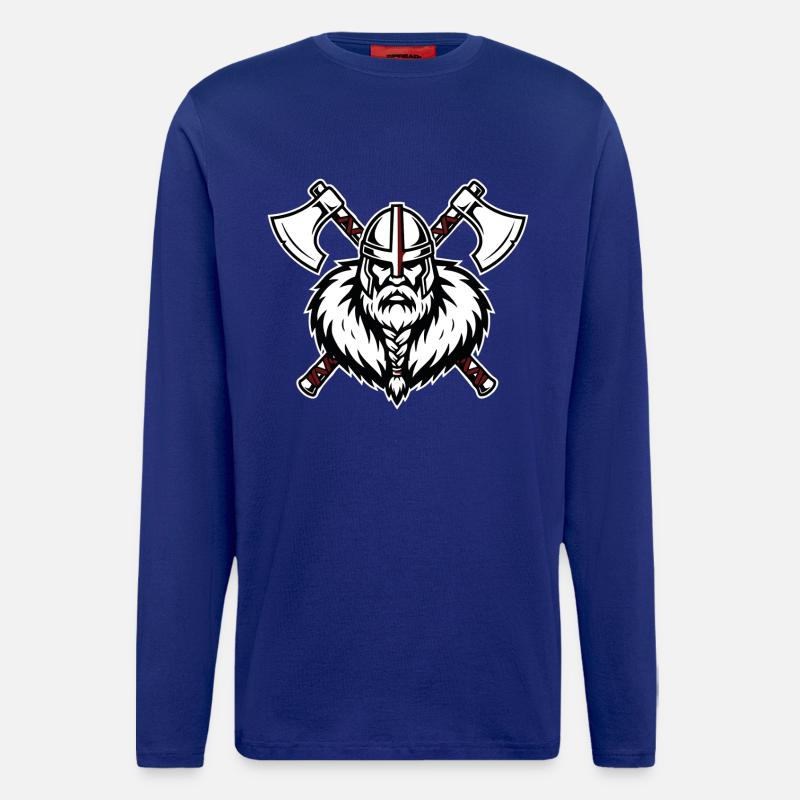 Wikinger-Axtmeister Krieger-Kreuzfahrer-Axt-Maskottchen - Langarmshirt - made by SPREAD  - Iconic Blue