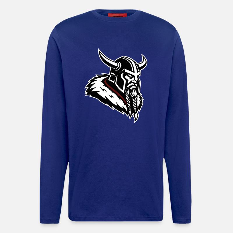 Wikinger-Eroberer, nordisches Maskottchenprofil Krieger - Langarmshirt - made by SPREAD  - Iconic Blue