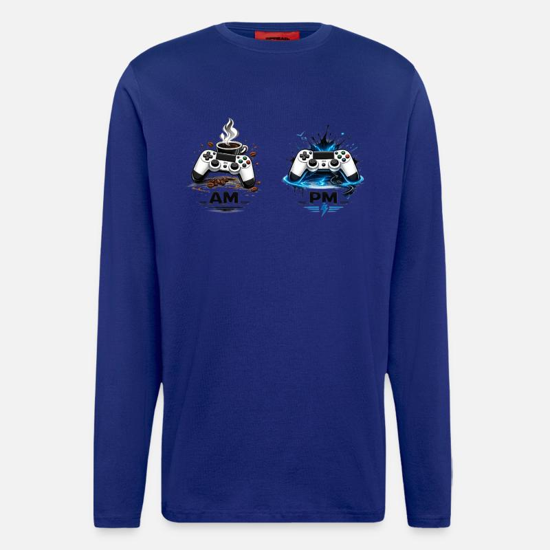 AM Coffee PM Gaming - Longsleeve - made by SPREAD  - Iconic Blue