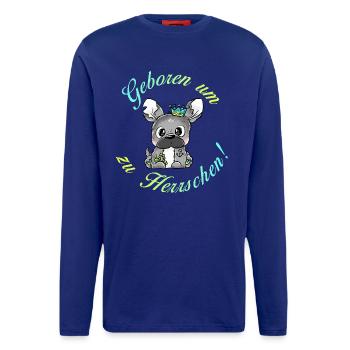 Papa Frenchie - Geboren um zu Herrschen - Langarmshirt - made by SPREAD  - Iconic Blue - Vorne