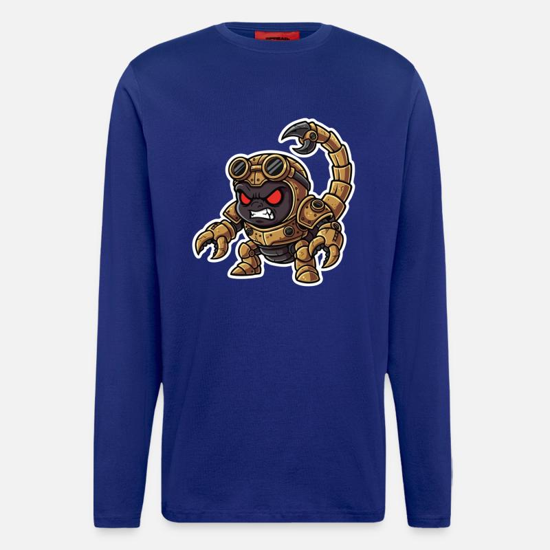 Skorpion Bionic Steampunk Krieger Messingnieten - Langarmshirt - made by SPREAD  - Iconic Blue