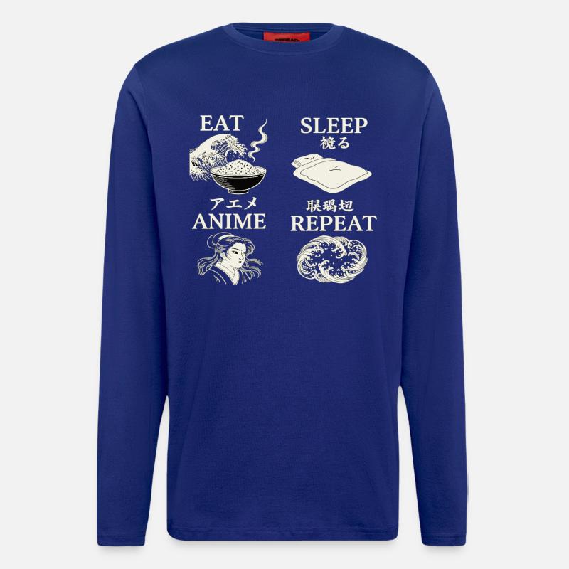 EAT SLEEP ANIME REPEAT - Longsleeve - made by SPREAD  - Iconic Blue