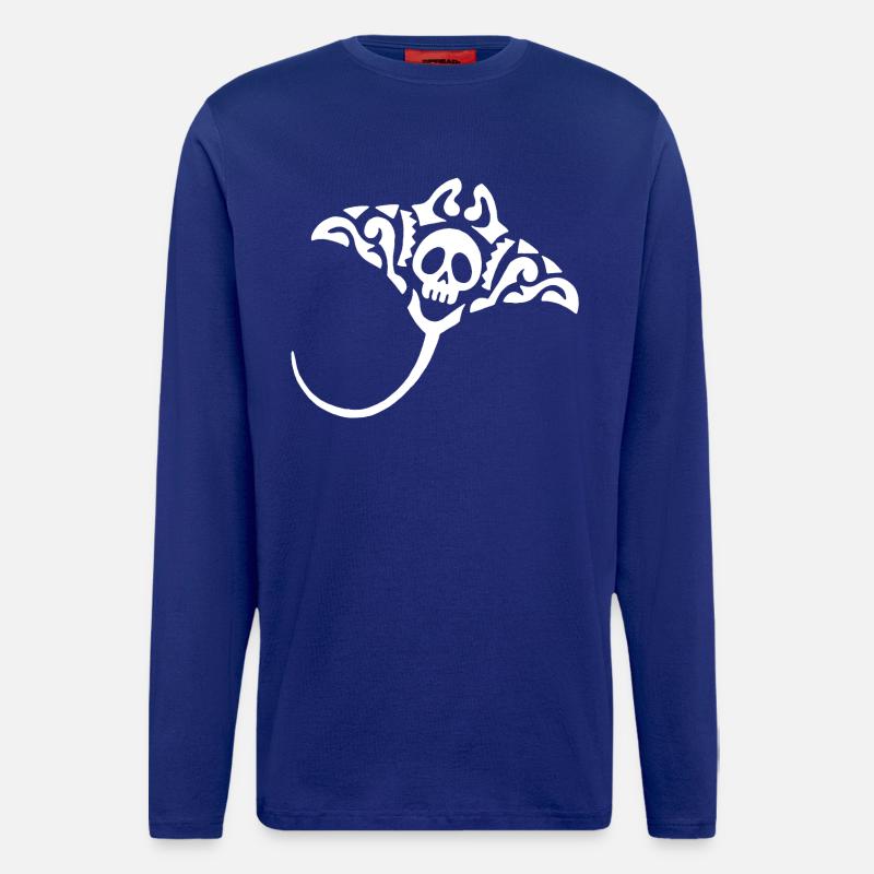 Mantarochen und Schädel (weiß) - Langarmshirt - made by SPREAD - Iconic Blue