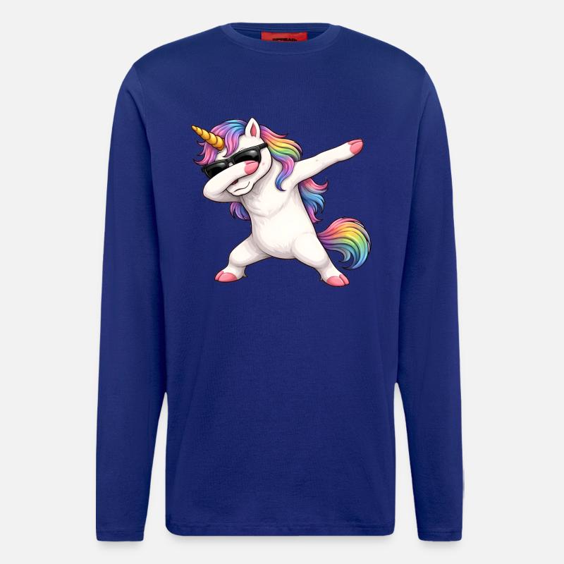 Dabbing Licorne - Manches longues bio décontracté fabriqué en UE - Iconic Blue