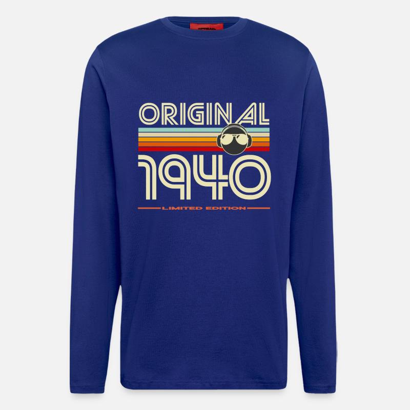 Original 1940 Retro édition - Manches longues bio décontracté fabriqué en UE - Iconic Blue