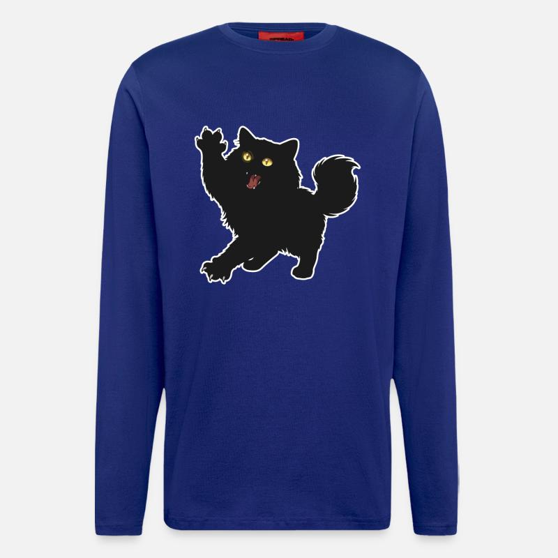 Black Kitten Fluffy Long Haired Fun Portrait - Longsleeve - made by SPREAD  - Iconic Blue