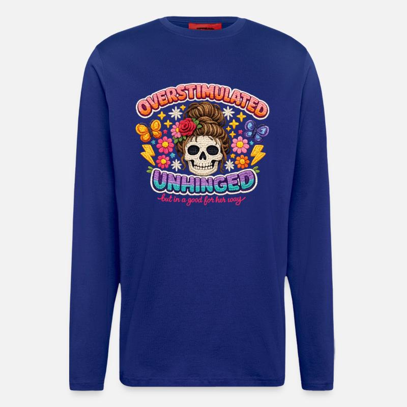 Overstimulated Unhinged Skull Flora - Longsleeve - made by SPREAD - Iconic Blue