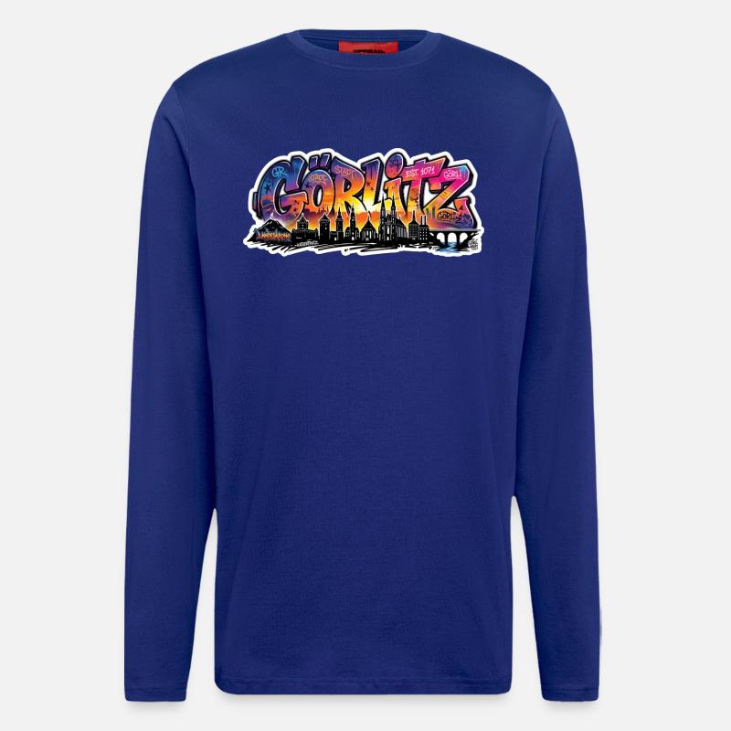 Görlitz  Skyline Graffiti-Sehenswürdigkeiten - Langarmshirt - made by SPREAD  - Iconic Blue