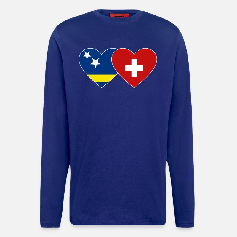 Curacao_Schweiz_Flagge_Herz - Langarmshirt - made by SPREAD - Iconic Blue