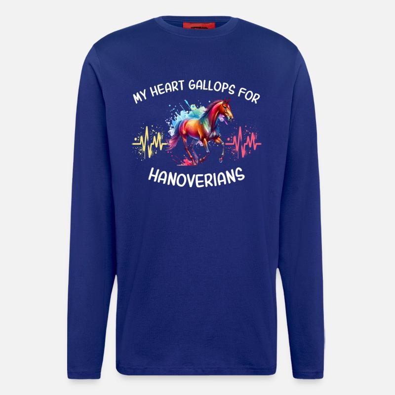 Hannoveraner Herzlinie Pferd - Langarmshirt - made by SPREAD  - Iconic Blue