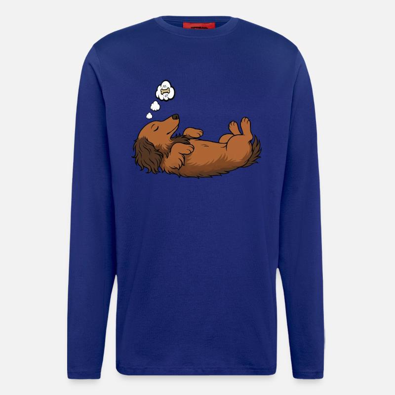 Long-haired Dachshund Dachshund Holder Dachshund Tekkel - Longsleeve - made by SPREAD  - Iconic Blue