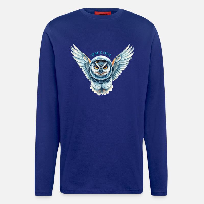 Weltraum-Eule im Raumanzug - Langarmshirt - made by SPREAD - Iconic Blue