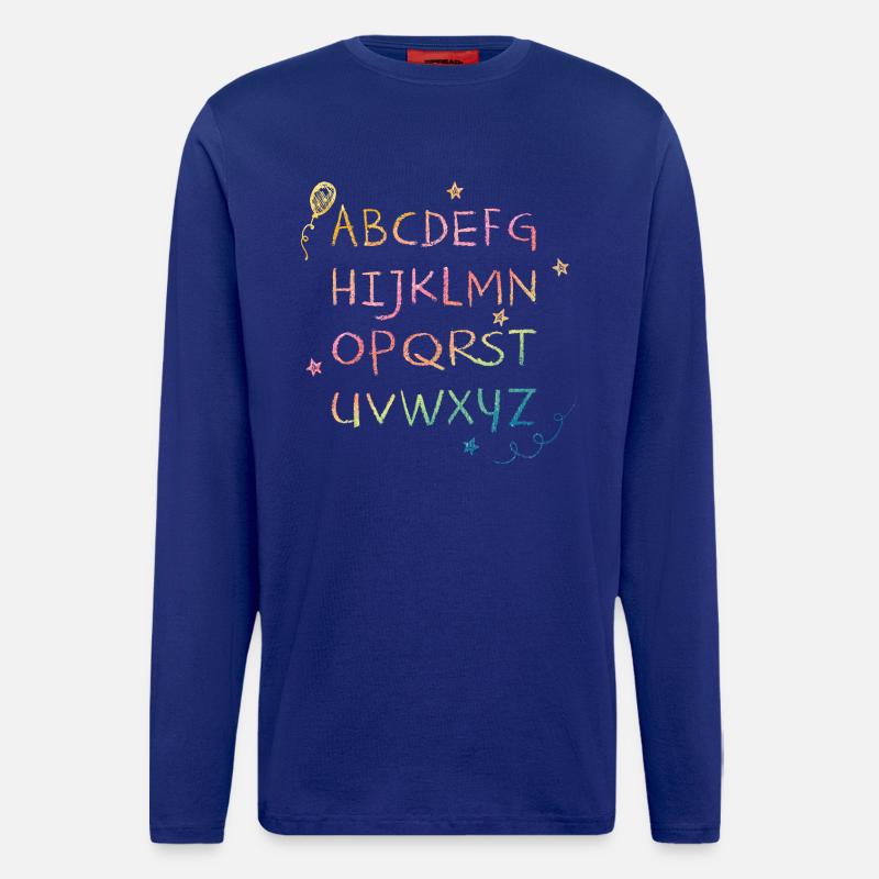 Regenbogen Kreide-Alphabet mit Sternchen - Langarmshirt - made by SPREAD  - Iconic Blue