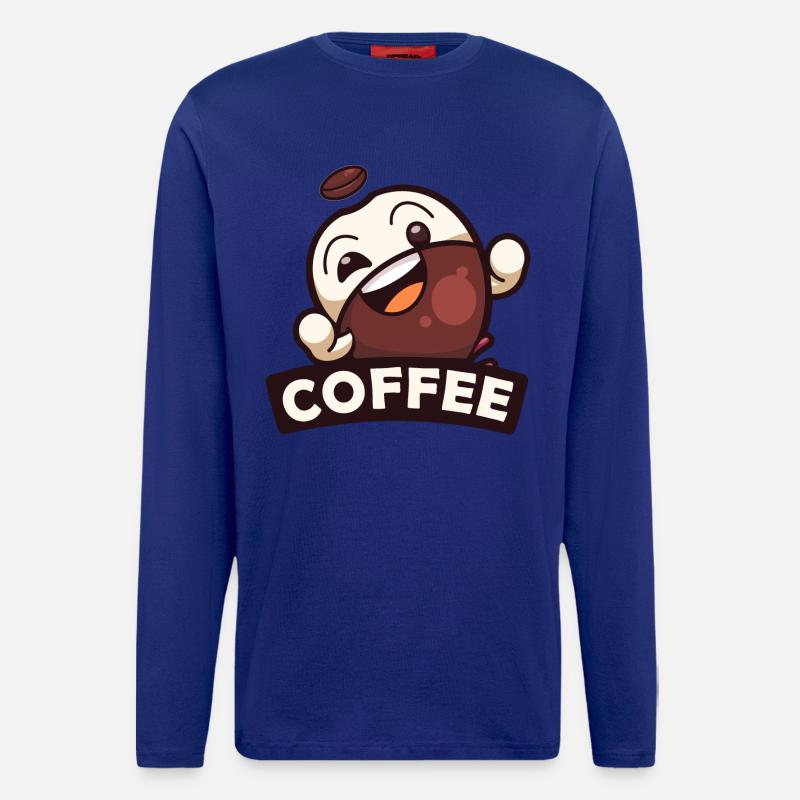 Kaffeebohne Männchen Kaffee - Langarmshirt - made by SPREAD  - Iconic Blue