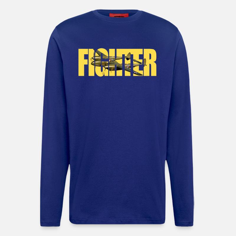 Fighter P-38 Lightning - Langarmshirt - made by SPREAD  - Iconic Blue