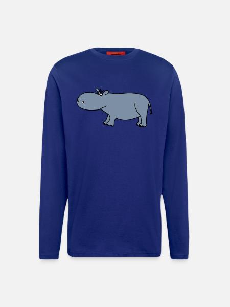 Hipopótamos - Manches longues bio décontracté fabriqué en UE - Iconic Blue