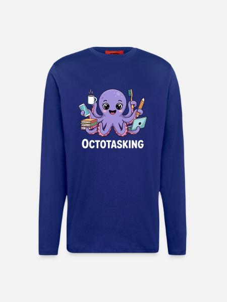 Octotasking Krake im Multitasking Modus - Langarmshirt - made by SPREAD  - Iconic Blue