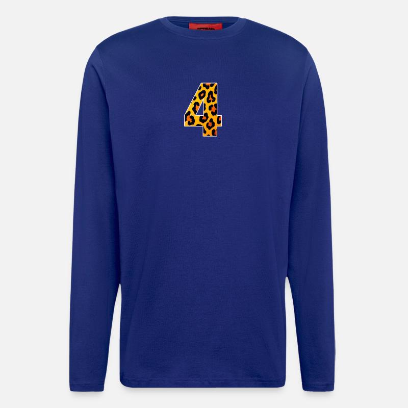 Leopardprint Ziffer 4 Feuerorange - Langarmshirt - made by SPREAD  - Iconic Blue