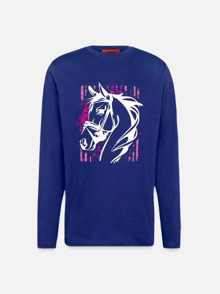 Graffiti-Stil Pferd mit Pinkem Farbsplash - Langarmshirt - made by SPREAD  - Iconic Blue