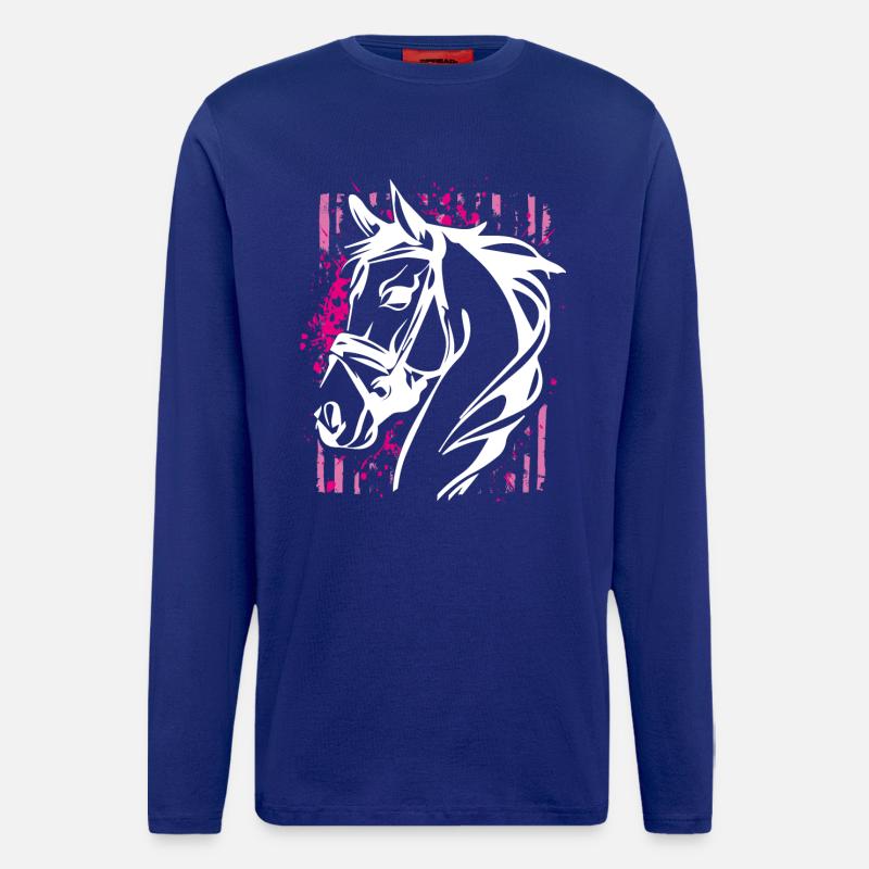 Graffiti-Stil Pferd mit Pinkem Farbsplash - Langarmshirt - made by SPREAD  - Iconic Blue