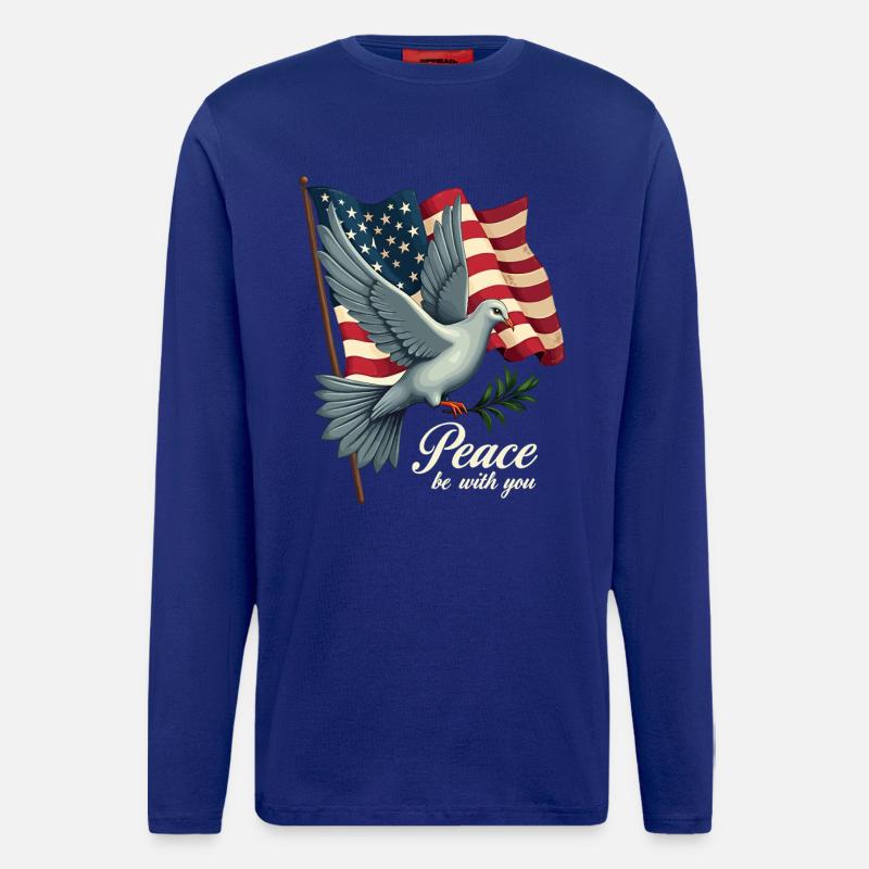 Friedenstaube mit Flagge - Langarmshirt - made by SPREAD  - Iconic Blue