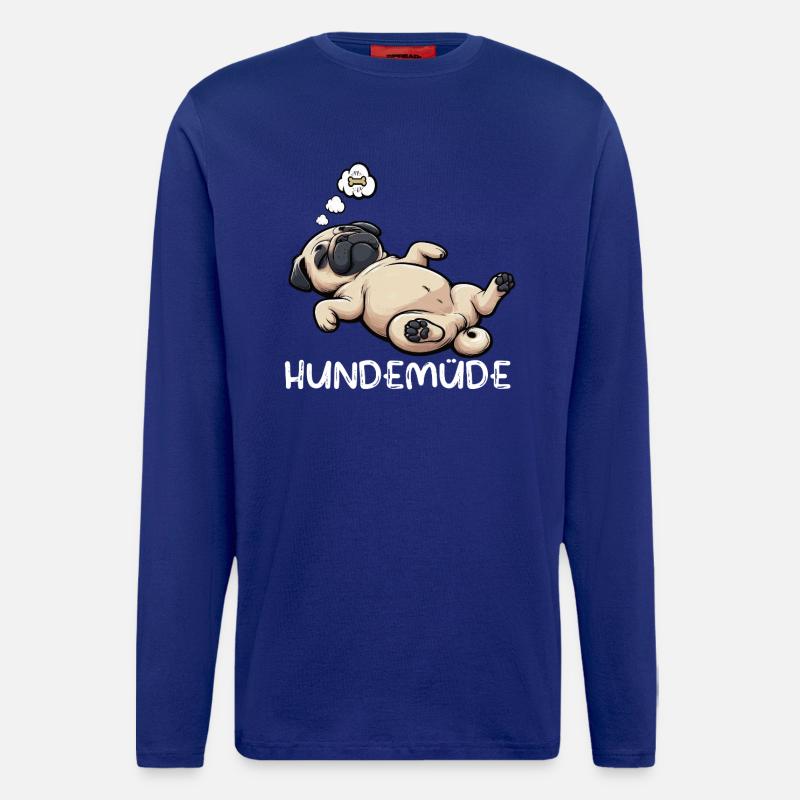 Hundemüde Mops Möpse Mopsbesitzer Mopsliebhaber - Langarmshirt - made by SPREAD - Iconic Blue