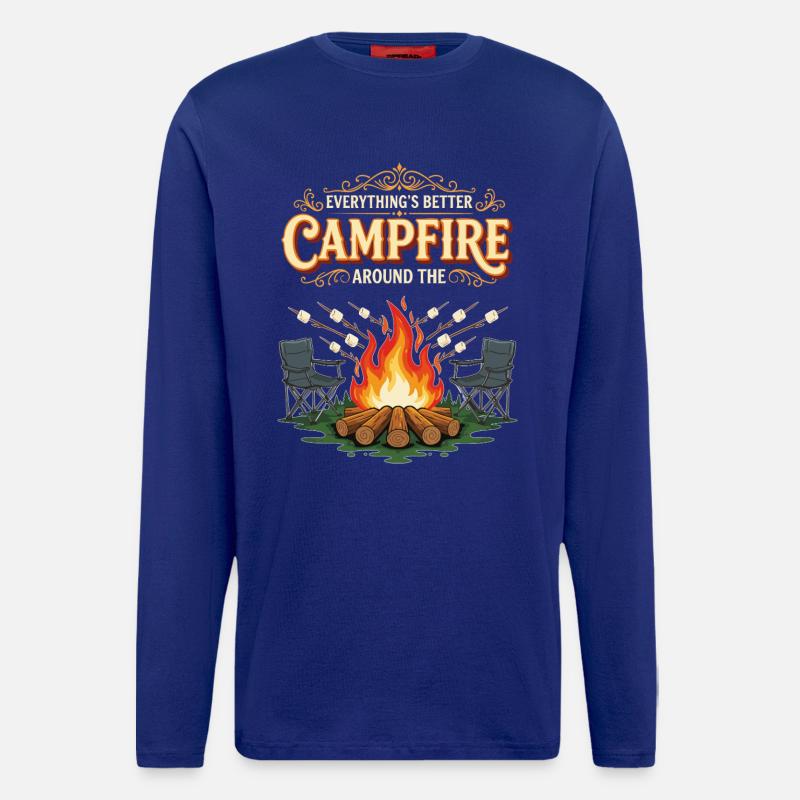 Campfire Marshmallow Everything Better Camping - Manches longues bio décontracté fabriqué en UE - Iconic Blue