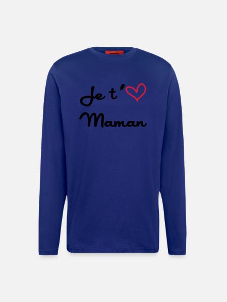 Je t'aime Maman - Manches longues bio décontracté fabriqué en UE - Iconic Blue