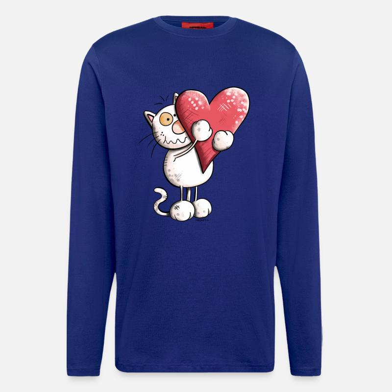 Katze mit Herz - Langarmshirt - made by SPREAD  - Iconic Blue