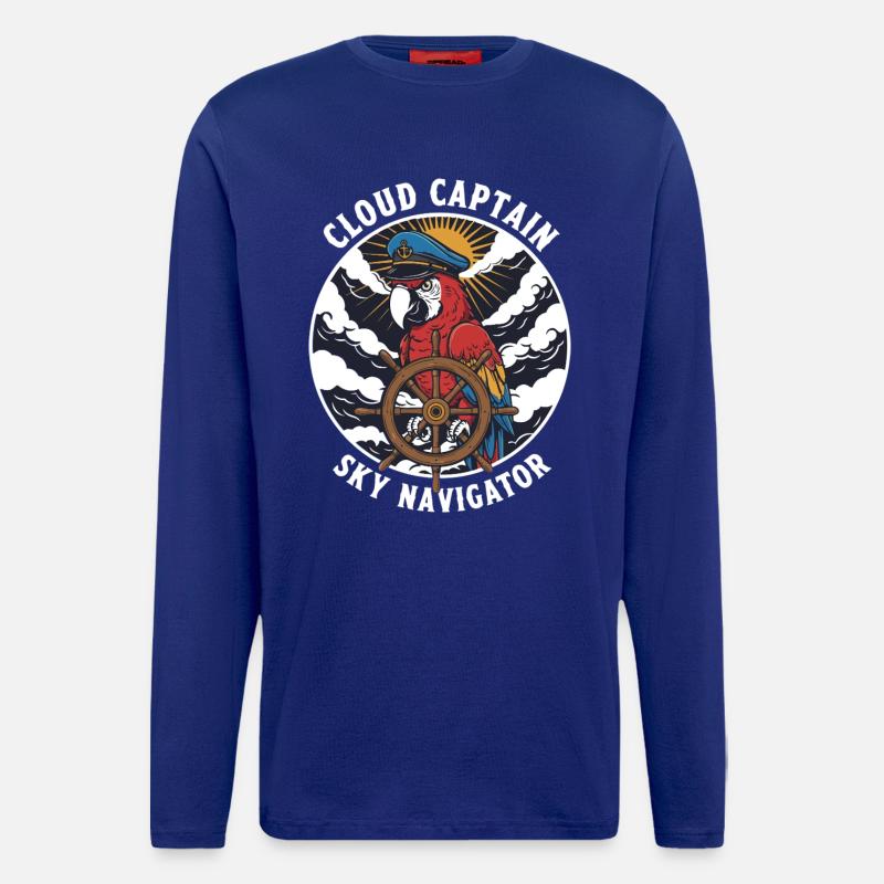 Perroquet Capitaine Cloud Sky Navigator - Manches longues bio décontracté fabriqué en UE - Iconic Blue