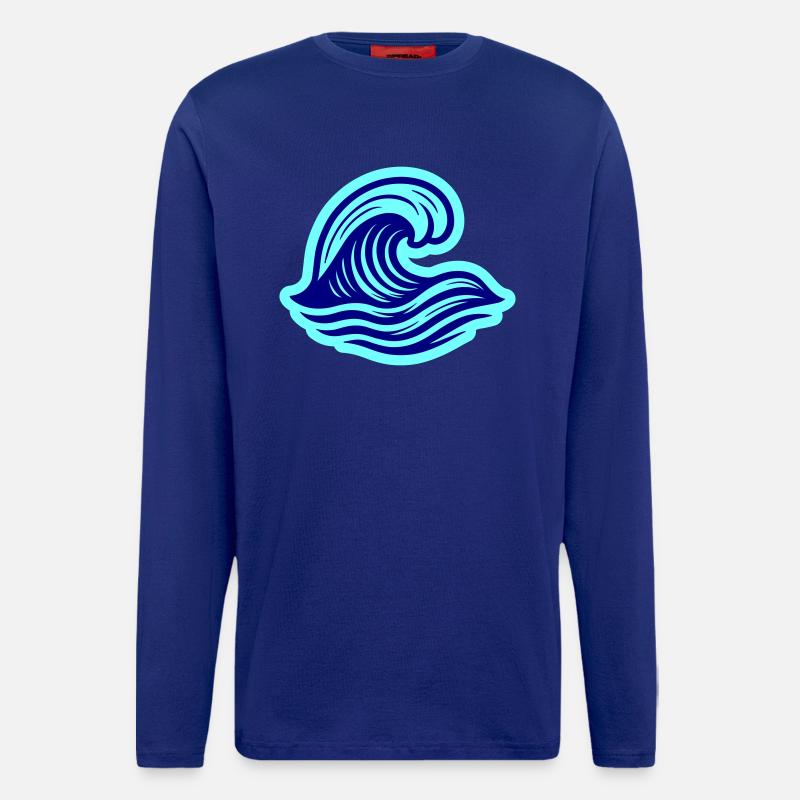 Mer Vague Océan - Manches longues bio décontracté fabriqué en UE - Iconic Blue