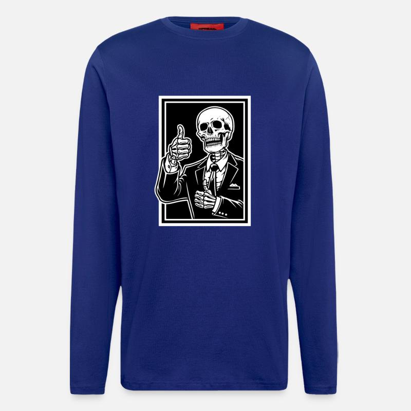 Skeleton in suit thumbs up - Longsleeve - made by SPREAD  - Iconic Blue