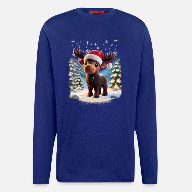 Elch - Moose - Weihnachten - Schnee - Langarmshirt - made by SPREAD  - Iconic Blue