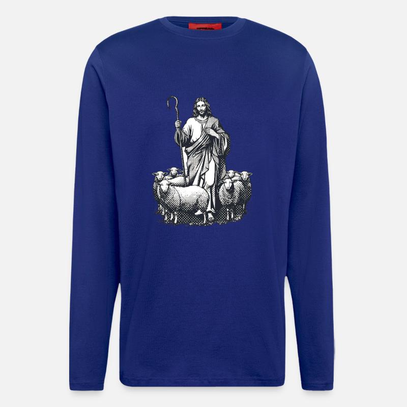 Hirte Jesus mit der Herde - Langarmshirt - made by SPREAD - Iconic Blue