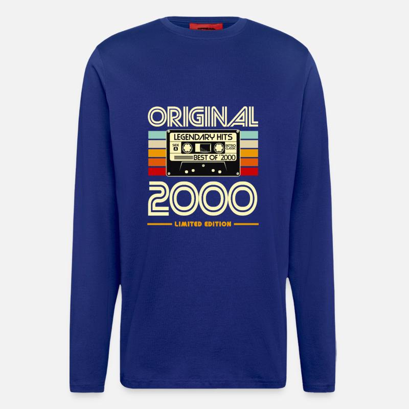 Cassette Original 2000 Retro Hits - Manches longues bio décontracté fabriqué en UE - Iconic Blue